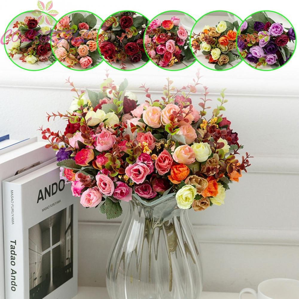 Flower Home Party Silk Sunset Red 1 Bunch 21 Heads Bouquet Fake Floral