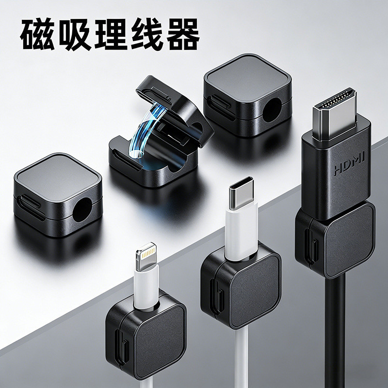 【Cable Organizer】Magnetic Winder, Desktop Fixer, Data Cable Storage, Power Holder, Clip, Managemento