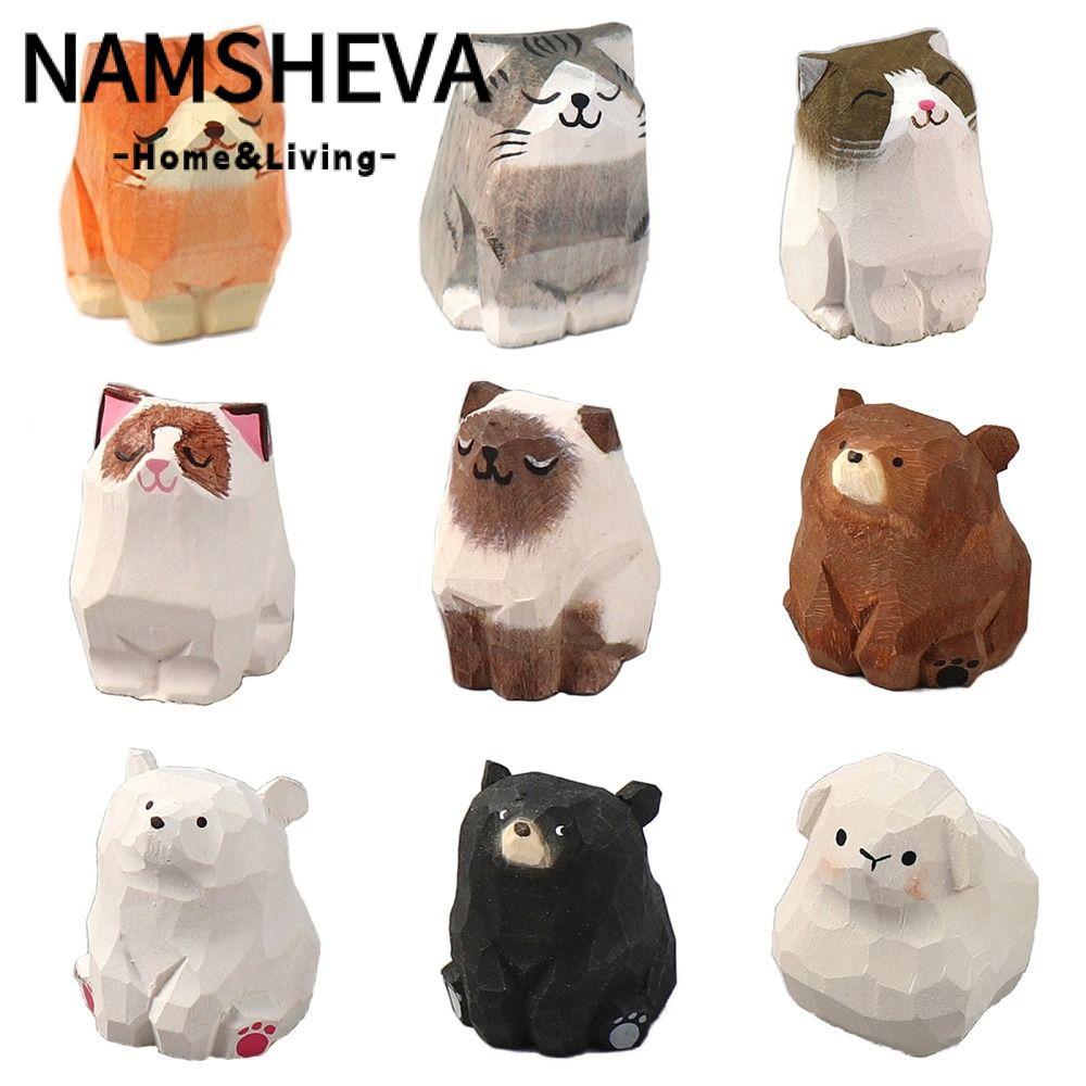 NAMSHEVA Gỗ Gấu Tượng, Khắc Bằng Gỗ Tượng Mèo, Quà Tặng Điêu Khắc Nghệ Thuật Thủ Công Đồ Chơi Trẻ Em