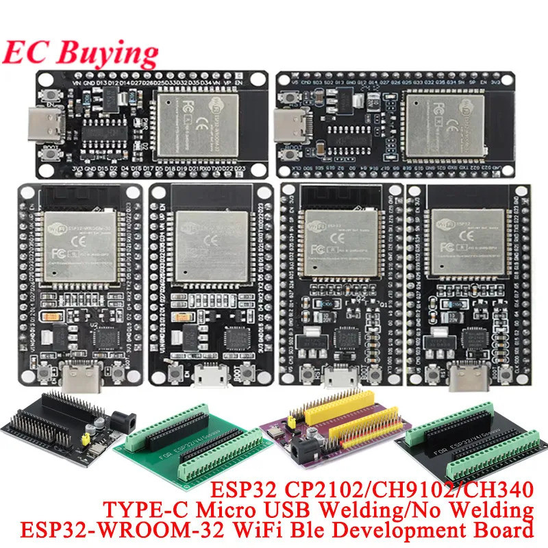 EC buying Bảng phát triển ESP32 WROOM-32 TYPE-C Micro-USB CH340C / CP2102 CH9102 WiFi + Bluetooth Mô