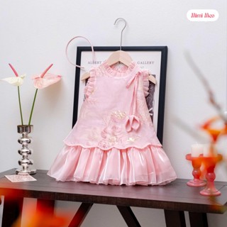  Đầm Công Chúa Cho Bé Gái Mimi Meo Chất Gấm Hoa Nổi Cao Cấp Dáng Xòe Dự Tiệc Tặng Kèm Bờm Size 7-34kg TD326 Mimi Meo 