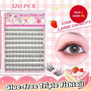 Lông Mi Giả Không Keo Ba Đuôi Cá Mười Hàng Dung Tích Lớn Phân Đoạn Mô Phỏng Tự Nhiên