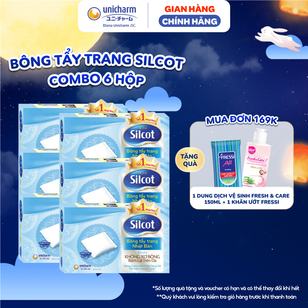 Combo 6 Hộp Bông Tẩy Trang Silcot 82 Miếng/Hộp