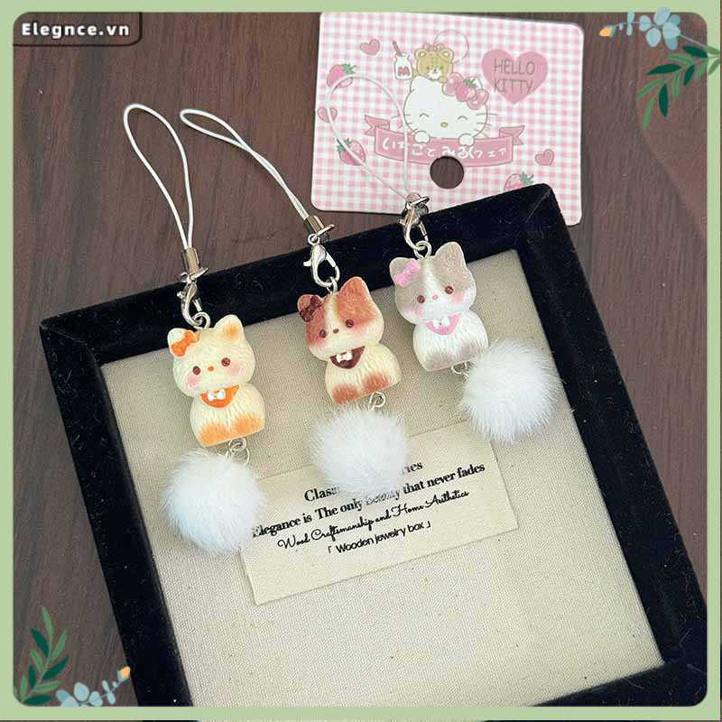 【Elevn】Mặt dây chuyền hình mèo Xiêm 3D hoạt hình dễ thương cho bé gái Dây đeo điện thoại hình trái tim bằng | BigBuy360 - bigbuy360.vn