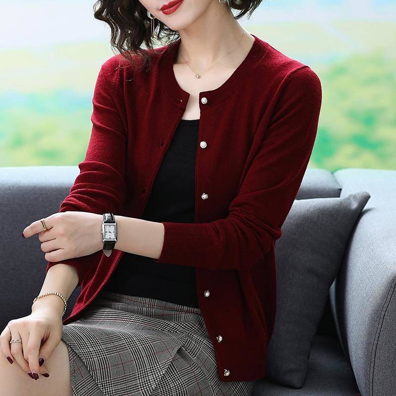 Cardigan Sweater Coat Women's Outer Match Short Shawl Long Sleeve Top Clothes Thin Sweater a4CM