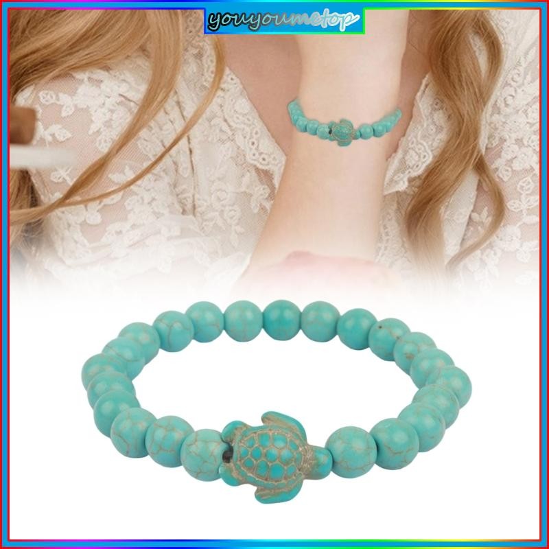 Ocean Turtles Beaded Bracelet Turquoise and Rose Quartz Gemstones Designs