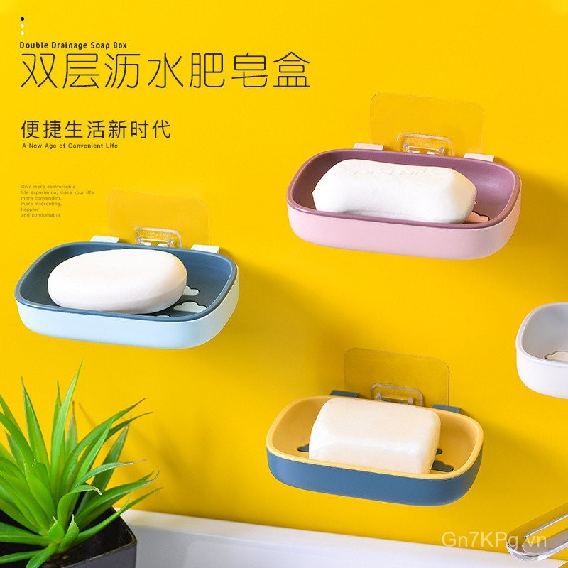 Không Đánh Dấu Bảo Quản Phòng Tắm Đục Lỗ Hộp Xà Phòng Hai Màu E993 Giá Đỡ Xà Phòng Thoát Nước Treo T