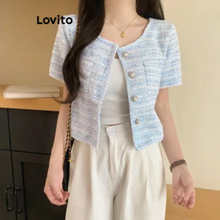 Lovito Áo Sơ Mi Trơn Nút Trơn Thanh Lịch Cho Nữ LNE50563