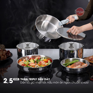  Bộ nồi chảo iNox cán rời 9 món - Không phủ lớp chống dính 