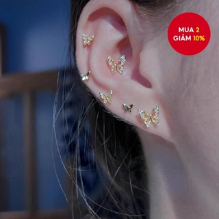 3 Đôi Bông Tai Bướm Pha Lê Bạc Thanh Lịch Cho Nữ Trang Sức Thời Trang Quà Tặng