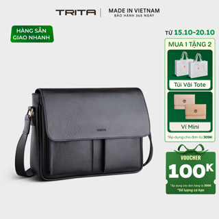 Túi Trita (Thời trang nam dáng ngang phối ngăn đôi - Túi đeo chéo da RTN6) Bagsmart
