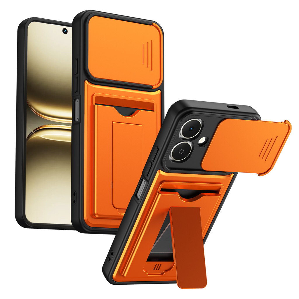 Tecno Spark Go 2 Ốp Lưng Trượt Cửa Sổ Khe Cắm Thẻ Giá Đỡ Vỏ Cho Tecno Spark Go 2 Vỏ Điện Thoại