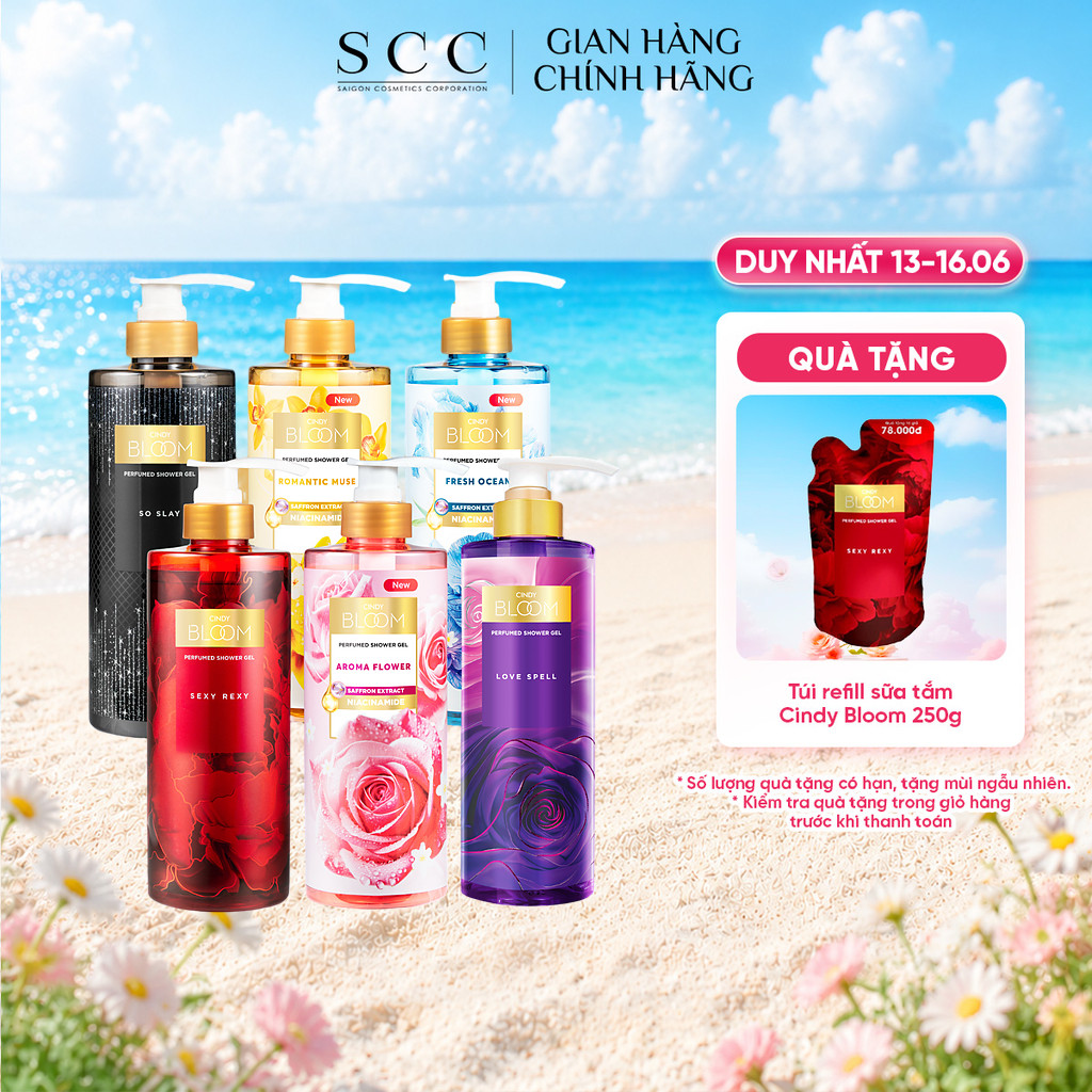 Sữa Tắm Nước Hoa CINDY BLOOM Hương Thơm Ngọt Ngào, Nữ Tính, Làm Sạch Dịu Nhẹ Chai 640g
