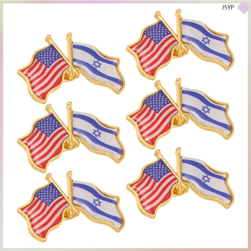 6 Cái Nhiều Màu Cờ Israel Thổ Cẩm Chân Hợp Kim Kẽm Trang Trí junshaoyipin