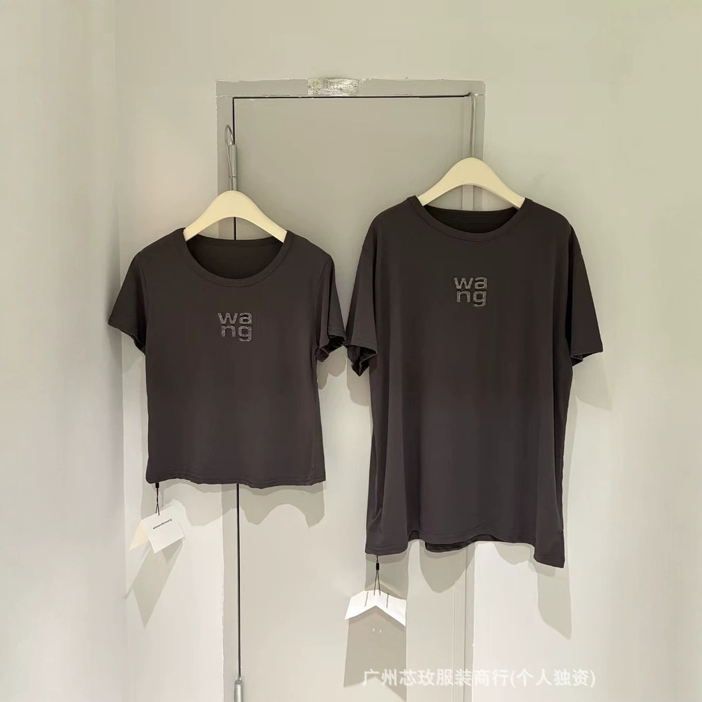 5WEC ~AW Correct original2026New Korean-style stylish short-sleeve shirt with sparkling rhinestone l