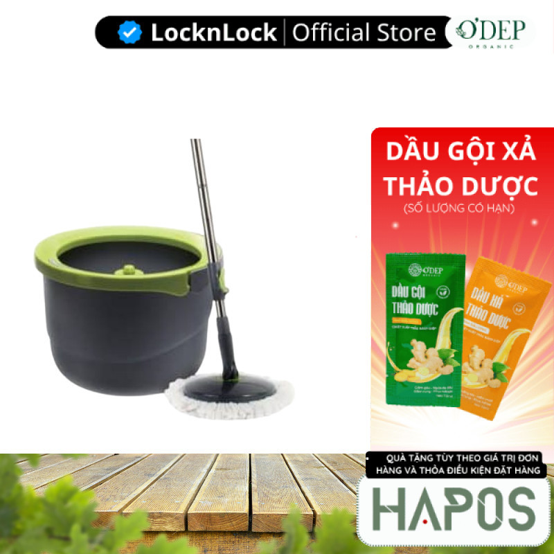 Bộ lau nhà xoay tay LocknLock ETM498 bông lau 360 độ thùng vắt chính hãng - HAPOS LBE