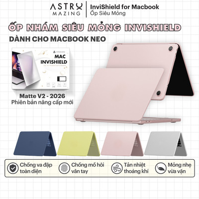 [InviShield Neo 2026] Ốp siêu mỏng Mac InviShield Matte V2 nhám mờ dành cho Macbook Neo