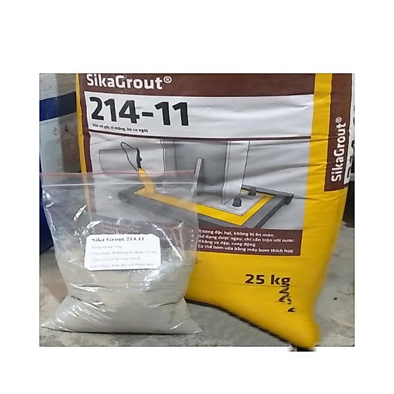 Sika grout 214.11.vữa tự chảy không co ngót đổ bù bản đế,cổ ống,hộp kỹ thuật,trám vá bê tông