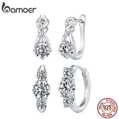 Bamoer Bạc 925 Moissanite Bông Tai Vô Cực Tình Yêu Có Giấy Chứng Nhận Trang Sức Cho Nữ Quà Tặng