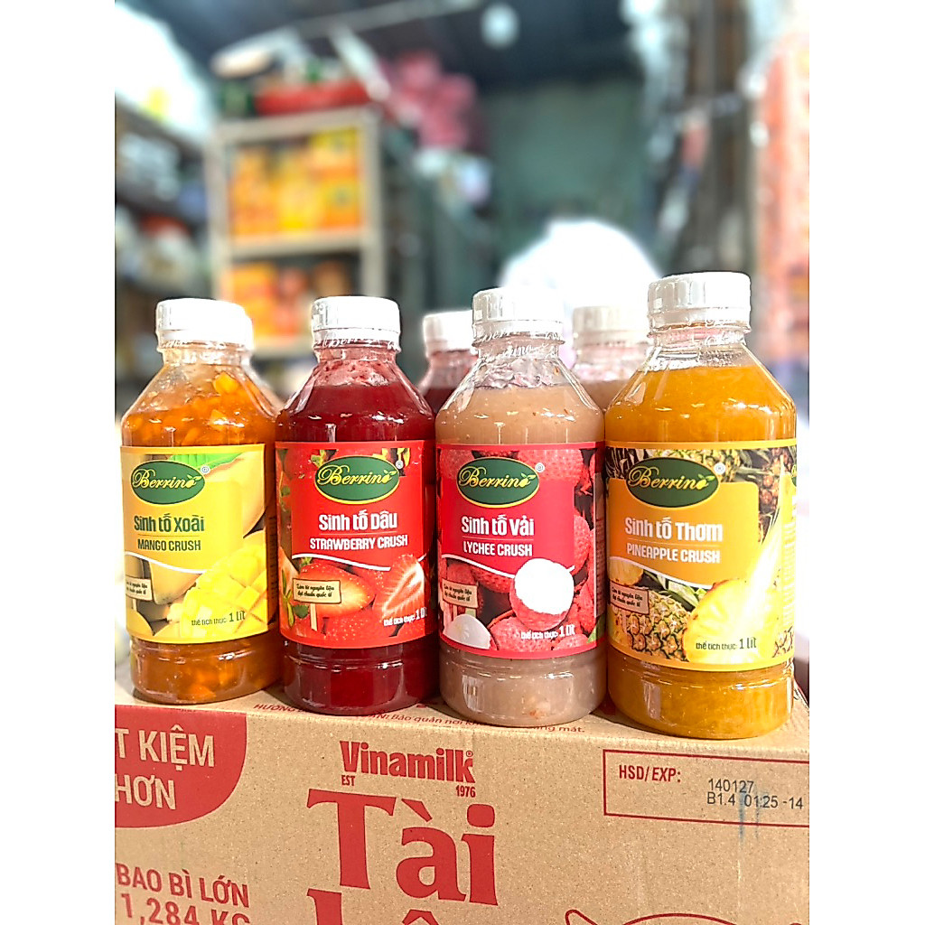 Mứt Berino Thơm - Xoài - Dâu - Vải -  Nho Đen - Chan Dây - Ổi,  1Lit date mới, mứt sinh tố hot 2026h