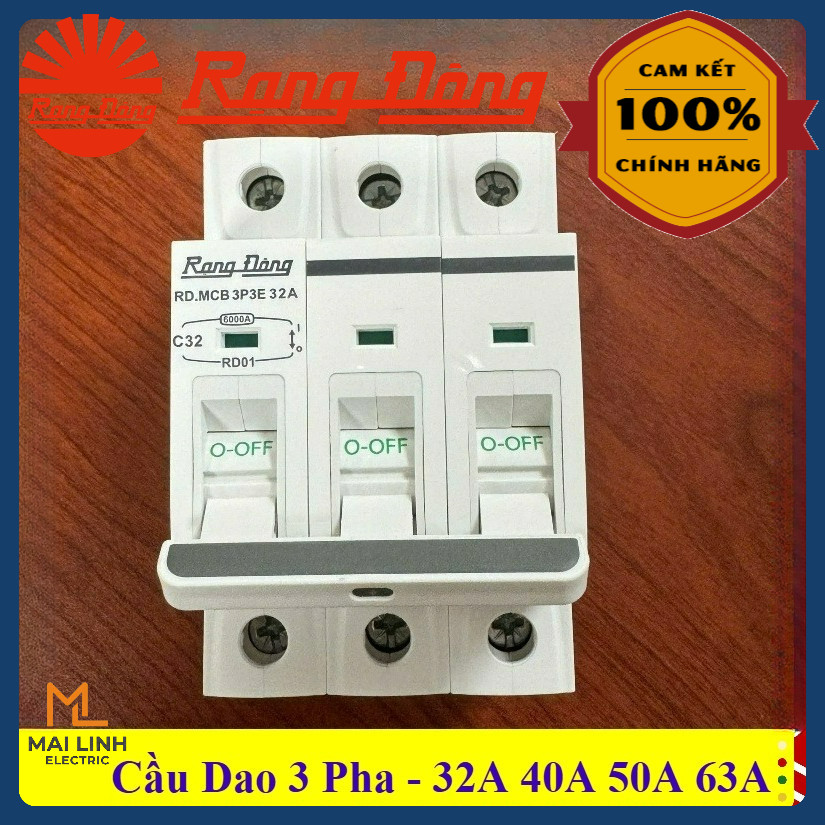 (Rạng Đông) Cầu Dao, MCB 3 pha, Aptomat ngắn mạch - CB 3 tép 32A 40A 50A 60A