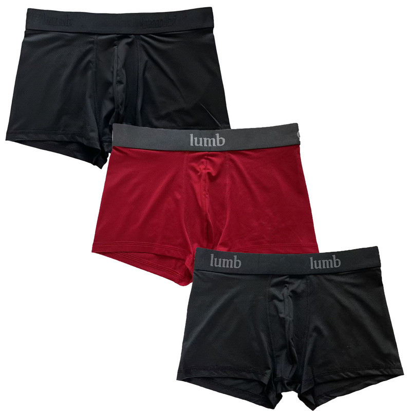 3 Đôi Full Lưới Ice Silk Thoáng Khí Nhanh Khô Nam Boxer Quần Đùi Boxer Đỏ Xanh Xanh Đen Trắng