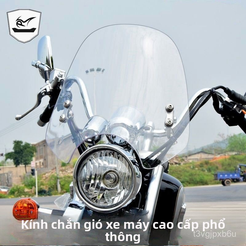 Kính chắn gió xe máy Suzuki Cruiser GZ150-A độ gáo đèn trước kính mica dày dặn cản gió bụi giao nhan