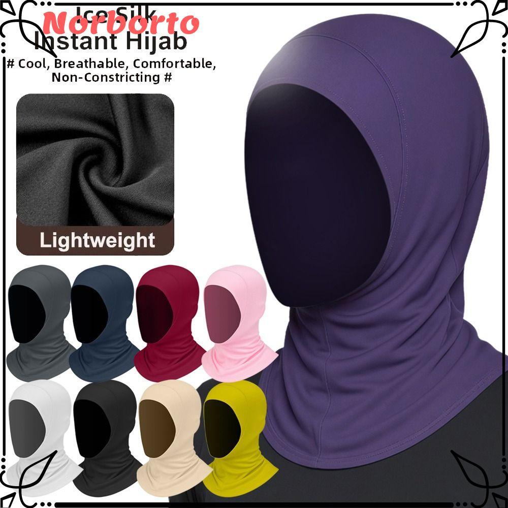 NORBORTO Instant Hijab, Chống Nắng Băng Lụa Nữ Khăn Hijab, Thanh Lịch Spandex Bảo Vệ Cổ Nhẹ Cầu Nguy