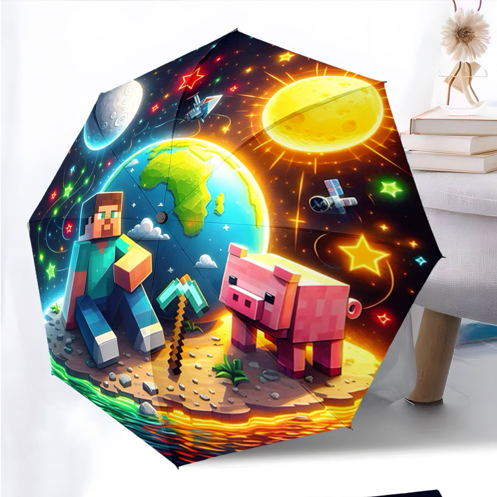 Ô dù họa tiết HD Minecraft, ô ngoài trời chống tia cực tím, thích hợp làm quà tặng