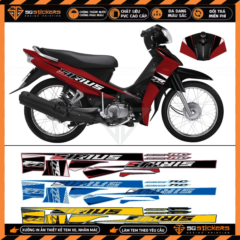 Tem Sirius RC Đẹp | SR01 | Team Sirius Nhiều Màu Vàng Đen , Đỏ Đen , Trắng Xanh , Xanh Xám Decal Rời