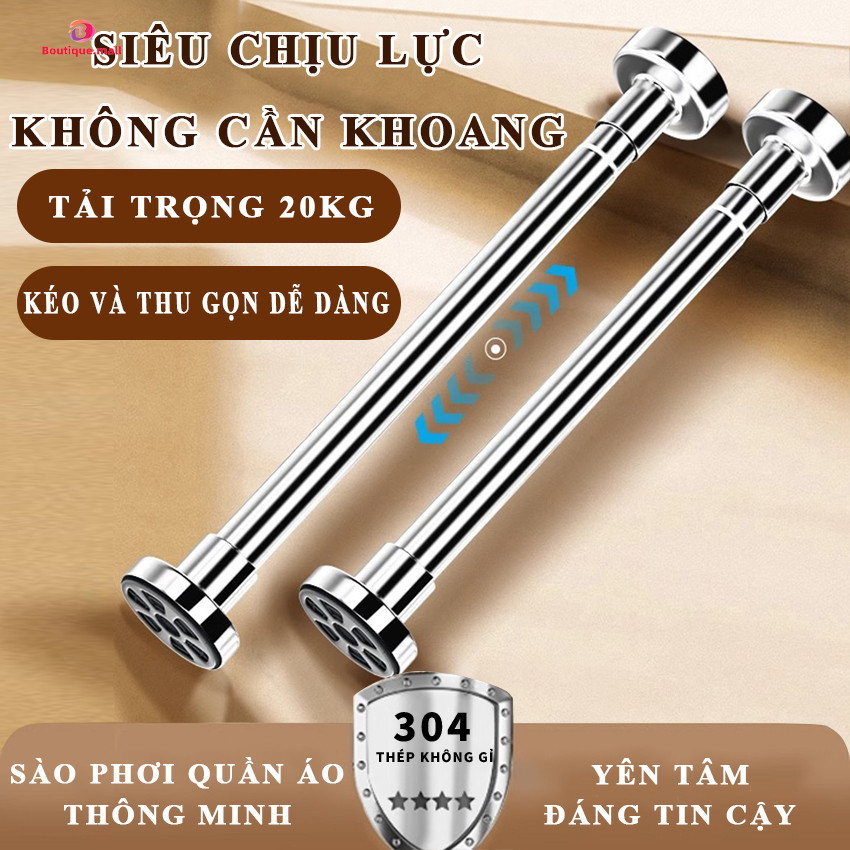  Thanh treo quần áo BOUTIQUE Thanh treo đồ chất liệu inox 304 không gỉ dán tường khả năng chịu lực cao 