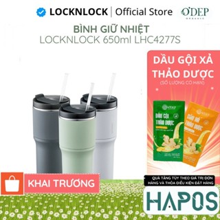  Ly giữ nhiệt cho xe hơi 650ml LocknLock Chính hãng có nắp Kèm ống hút giữ nóng lạnh lâu LHC4277S - HAPOS HEL 