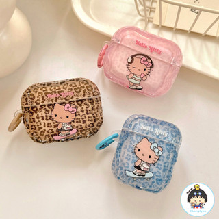  Hộp đựng tai nghe Leopard Hello Kitty màu sắc cổ điển Tai nghe không dây Bluetooth Vỏ silicon cứng Tương thích cho Airpods 1 2 3 4 Pro 2 3 Vỏ tai nghe 