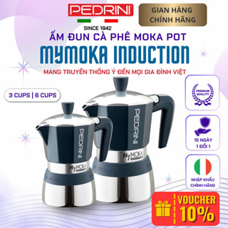 [Voucher 10%] Ấm Pha Cà Phê Kiểu Ý Moka Pot PEDRINI MyMoka Induction - Đáy Inox - Hàng Chính Hãng - Loại 3 Cups, 6 Cups