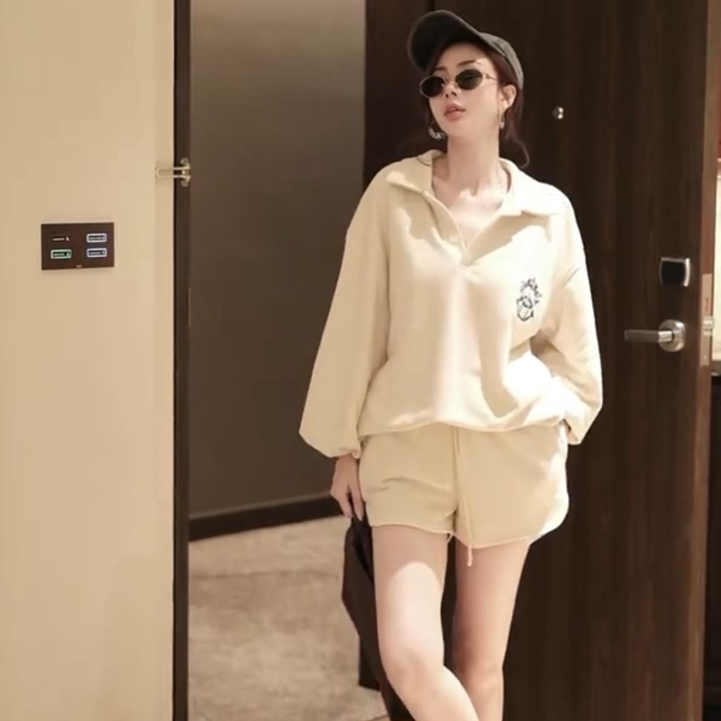 CHUẨN HÃNG MẪU MẶC Set áo nỉ thể thao dáng suông quần sooc TKCC BAGEO - Aster Shop