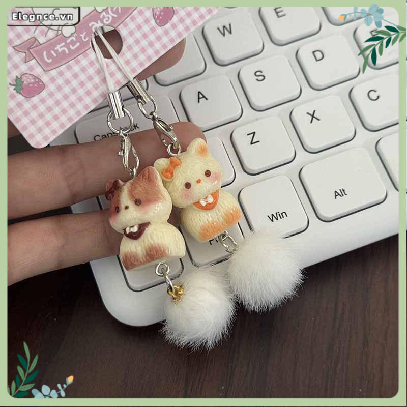 【Elevn】Mặt dây chuyền hình mèo Xiêm 3D hoạt hình dễ thương cho bé gái Dây đeo điện thoại hình trái tim bằng | BigBuy360 - bigbuy360.vn