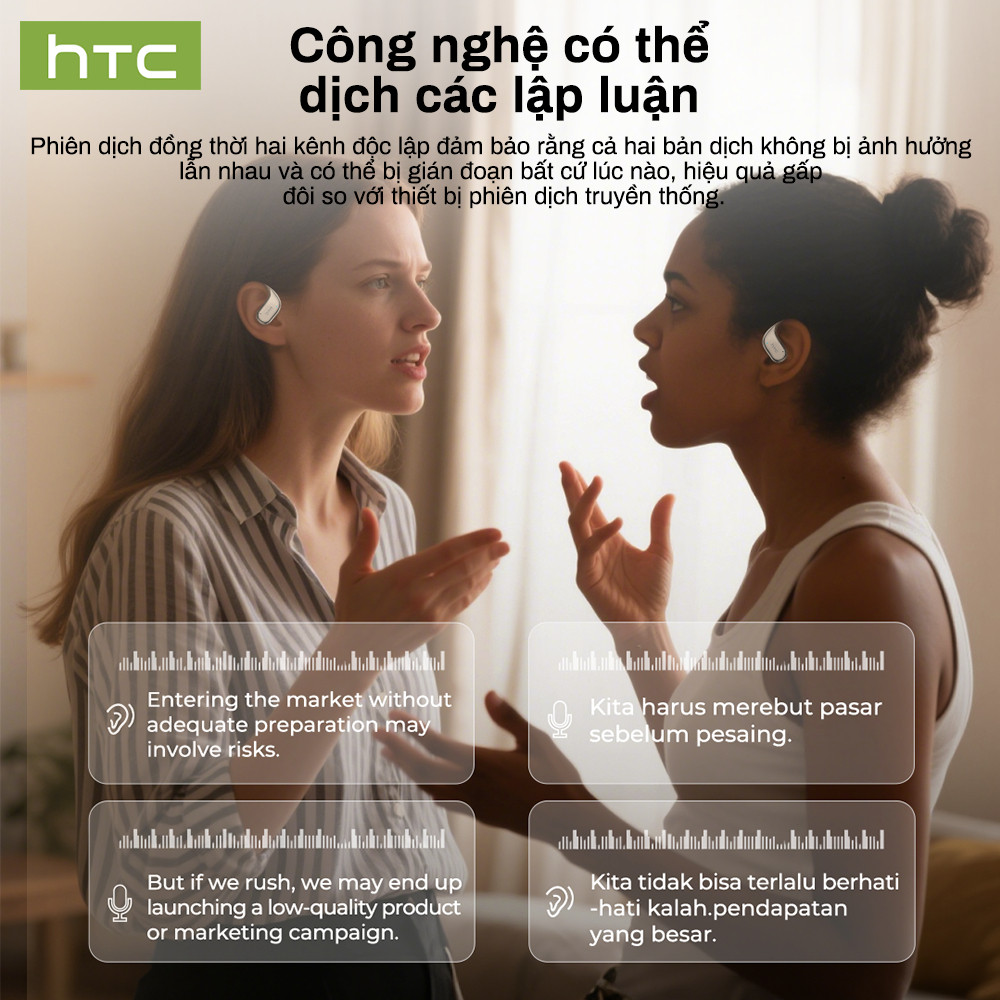HTC NE39 AI Dịch thuật Tai nghe Bluetooth đa ngôn ngữ OWS Dịch thuật Tai nghe Bluetooth không dây Pin dung lượng cao 6.0 Chống nước cấp IPX5 Chất lượng âm thanh Hi-Fi Giảm tiếng ồn Cuộc gọi rõ ràng | BigBuy360 - bigbuy360.vn