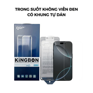  Kính cường lực iPhone khung tự dán trong suốt không viền đen GOR KINGBON MA-88 cho 13 14 15 16 17 Pro Max 