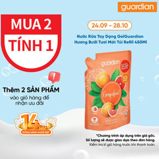 Nước Rửa Tay Dạng Gel Hương Bưởi Tươi Mát Guardian Essential Grapefruit Refreshing Hand Wash Túi Refill 450Ml