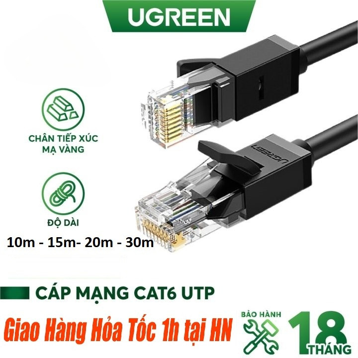 Cáp mạng Lan Cat6 dài 10m 15m 20m 25m 30m 50m Ugreen 20164 20165 20166 20168 20170 Dây Lan RJ45