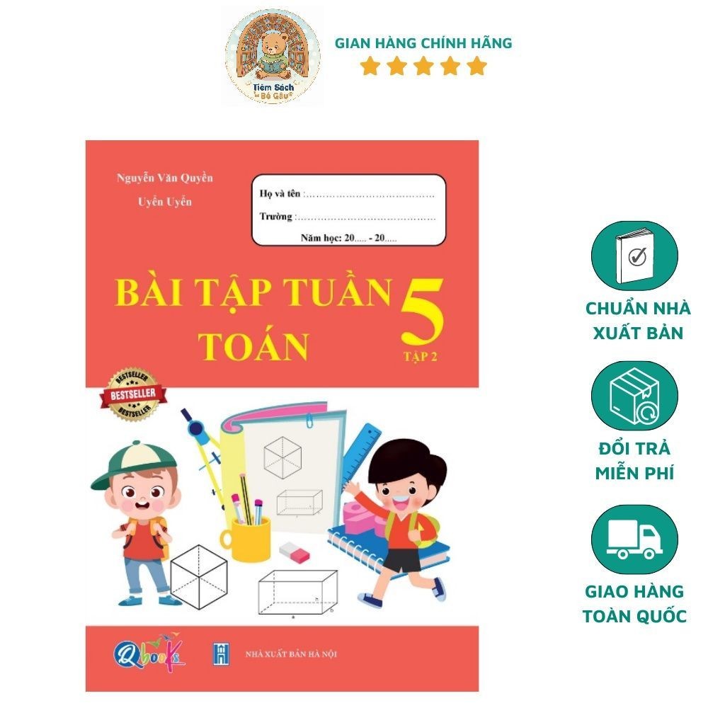 Sách Bài tập tuần toán lớp 5 tập 2 QBOOKS ( 1 cuốn)