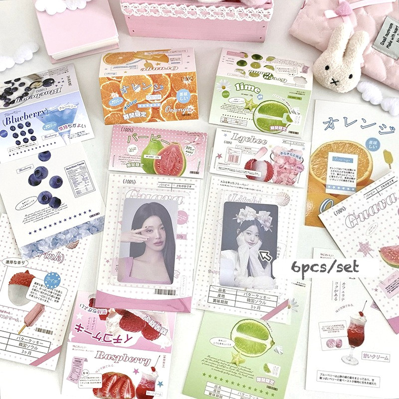 6 Cái / bộ Friut Card Head Card Back Folded Card DIY Bao Bì Chất Liệu