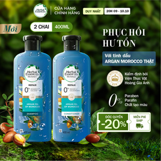 Combo Dầu Gội, Dầu Xả Herbal Essences Tinh Chất Thực Vật Thật Argan Morroco Phục Hồi Hư Tổn 400ML