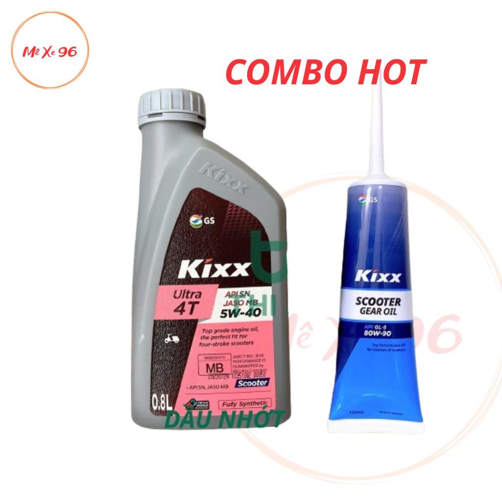 [Mua kèm Lap] Nhớt Kixx Ultra Scooter 5W40 kèm nhớt lap Kixx 80W90 - Combo Nhớt Cao Cấp Cho Xe Tay G