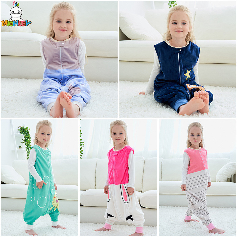 MICHLEY Bộ áo liền quần cho bé Bộ áo liền quần trẻ em Quần áo tại nhà cho bé Trẻ em Túi ngủ xẻ tà 10