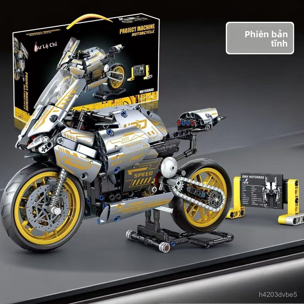 Đồ chơi lắp ráp lego xe máy BMW M1000RR màu hồng cỡ lớn mô hình xe mô tô đua phân khối lớn cho bạn g