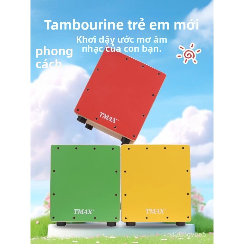 Trống Cajon mini kết hợp ghế ngồi cho bé học mầm non trung tâm âm nhạc nhạc cụ gõ vỗ tay bằng gỗ cao