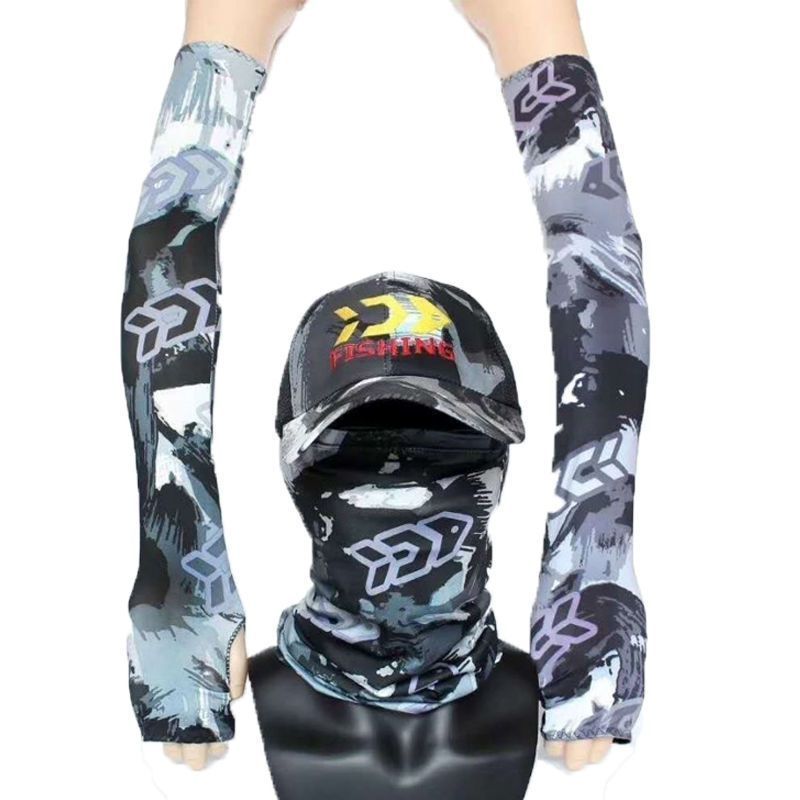Sun protection face mask for summer outdoor use remai#Fishing hat, anti-ice sleeves, three-piece bre