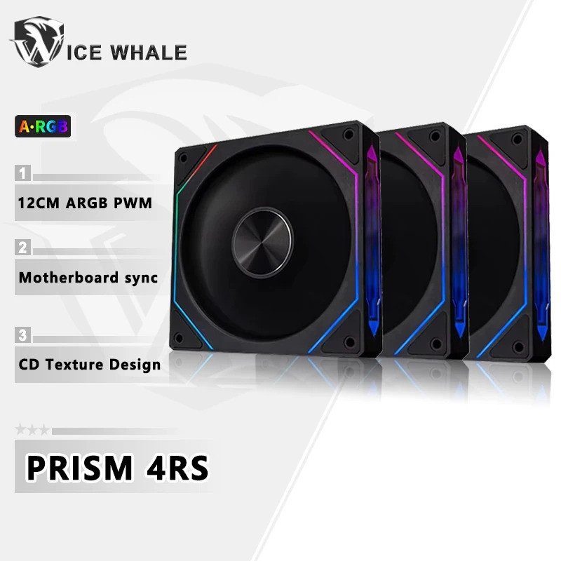 HUI ICE Whale Prism 4RS ARGB PC Case Fan 120mm Infinity Mirror Design Bo mạch chủ Chiếu sáng Đồng bộ
