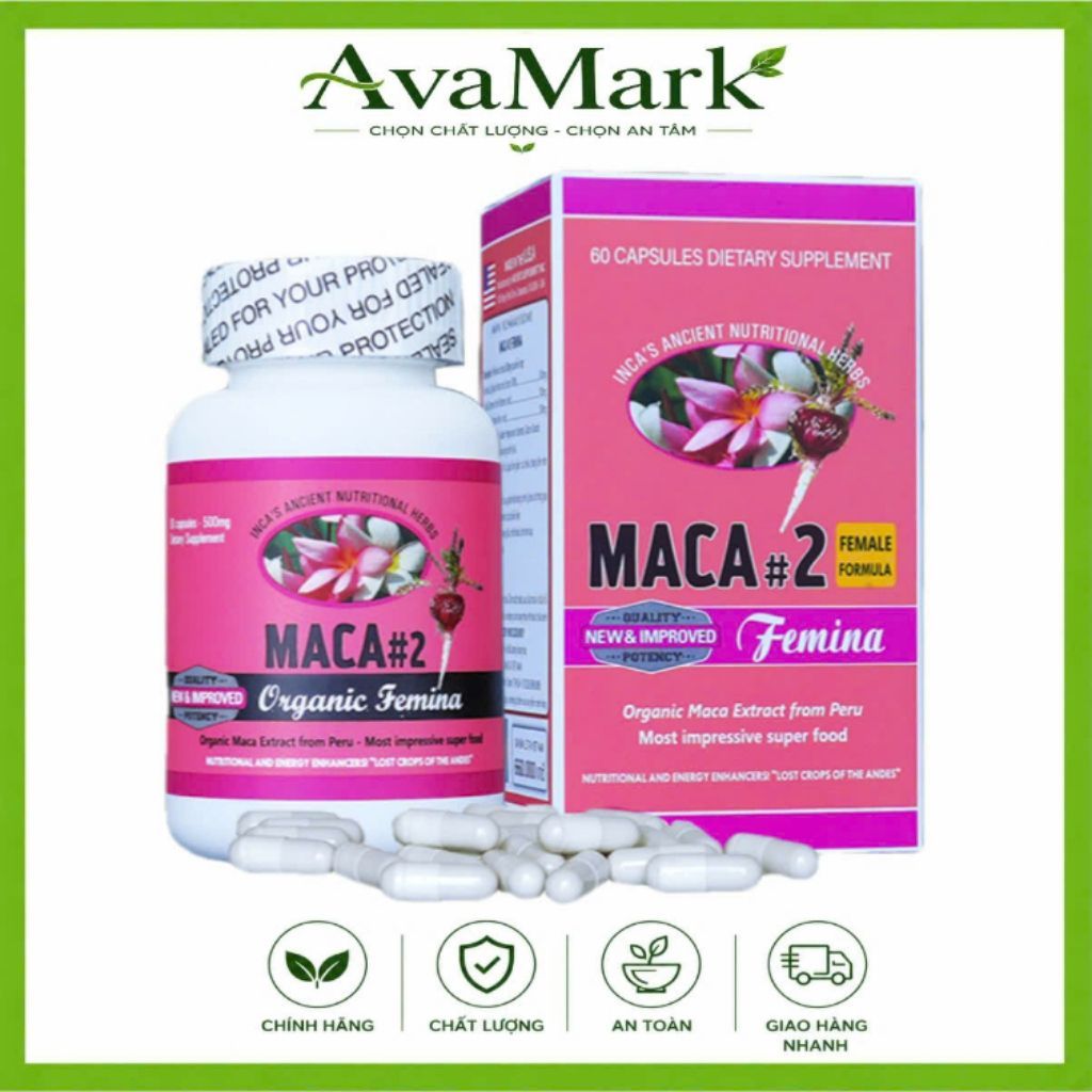 Viên uống hỗ trợ sinh lý nữ Maca 2 Femina - Bổ sung Estrogen nội tiết tố nữ, đẹp da chống lão hóa